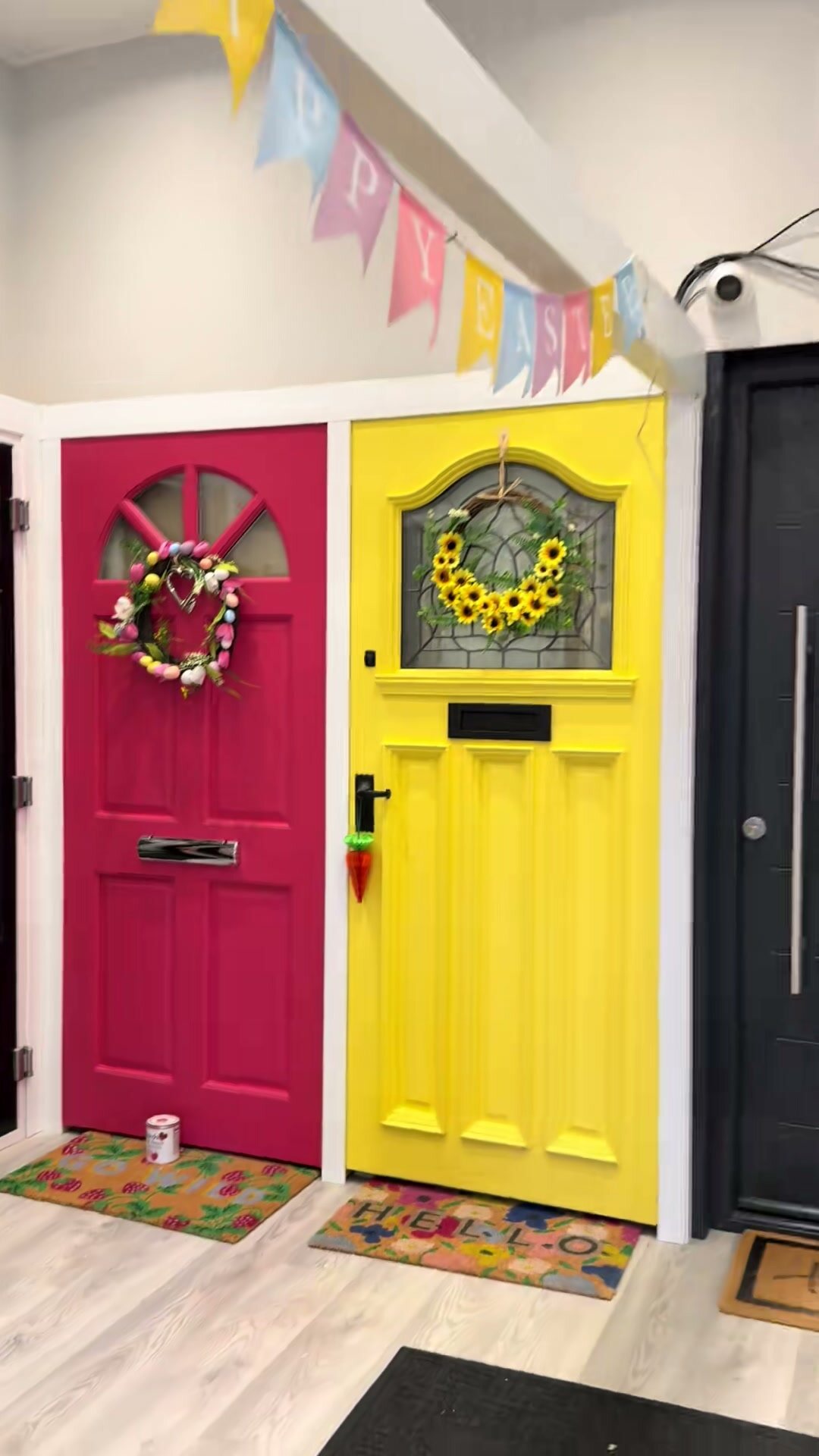 Still from our walk along the front-door wall in the showroom, dressed for Easter